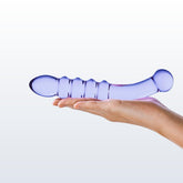 Gläs Purple Rain 8.5" Beaded & Ribbed Glass Dildo